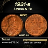 1931-s Lincoln Cent 1c Grades ms65 rd