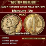 1936-p Mercury Dime Rainbow Toned Near Top Pop! 10c ms67+ FSB SEGS
