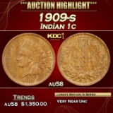 1909-s Indian Cent 1c au58 SEGS