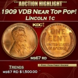 1909 VDB Lincoln Cent Near Top Pop! 1c ms67 rd SEGS