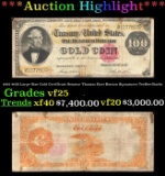 1882 $100 Large Size Gold Certificate Senator Thomas Hart Benton Grades vf25 Signatures TeeHee/Burke