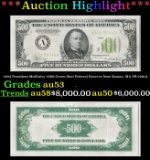 1934 $500 Green Seal Federal Reserve Note President McKinley Boston, MA Grades Select AU FR-2201A