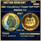 1881 Proof Indian Cent Colorfully Toned TOP POP! 1c pr67 bn SEGS