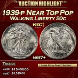 1939-p Walking Liberty Half Dollar Near Top Pop 50c ms67+ SEGS