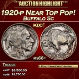 1920-p Buffalo Nickel Near Top Pop! 5c ms66+ SEGS