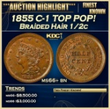 1855 Braided Hair Half Cent C-1 TOP POP! 1/2c ms66+ bn SEGS