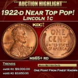 1922-d Lincoln Cent Near Top Pop! 1c ms65+ rd SEGS