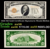 1928 $10 Gold Certificate Signatures Woods/Mellon Grades au58