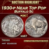 1930-p Buffalo Nickel Near Top Pop 5c ms67 SEGS