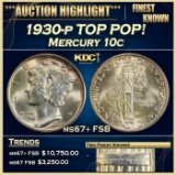 1930-p Mercury Dime TOP POP! 10c Grades ms67+ FSB SEGS