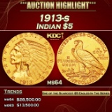 1913-s Gold Indian Half Eagle $5 ms64 USCG