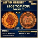 1908 Proof Indian Cent TOP POP! 1c pr67+ rb SEGS