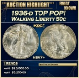 1936-d Walking Liberty Half Dollar TOP POP! 50c ms67+ SEGS