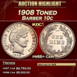 1908 Proof Barber Dime Toned 10c pr66+ cam SEGS