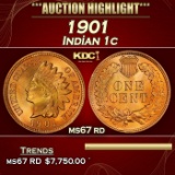 1901 Indian Cent 1c ms67 rd SEGS