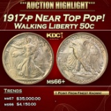 1917-p Walking Liberty Half Dollar Near Top Pop! 50c ms66+ SEGS