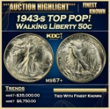 1943-s Walking Liberty Half Dollar TOP POP! 50c ms67+ SEGS