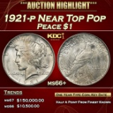 1921-p Peace Dollar Near Top Pop $1 ms66+ SEGS