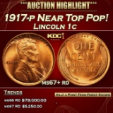 1917-p Lincoln Cent Near Top Pop! 1c ms67+ rd SEGS