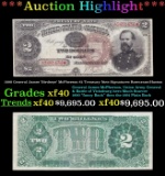 1890 $2 Treasury Note General James 'Birdseye' McPherson Grades xf40 Signatures Rosecrans/Huston