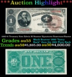 1890 $1 Treasury Note Edwin M Stanton Grades Select AU Signatures Rosecrans/Huston