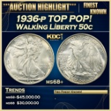 1936-p Walking Liberty Half Dollar TOP POP! 50c ms68+ SEGS