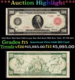1914 $100 Large Size Red Seal FRN Rare Red Seal New York, NY Grades f15 FR-1073