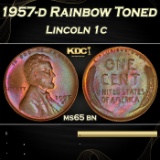 PCGS 1957-d Lincoln Cent Rainbow Toned 1c ms65 bn PCGS