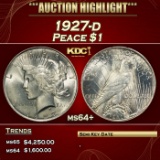 1927-d Peace Dollar $1 ms64+ SEGS