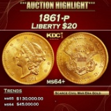 1861-p Gold Liberty Double Eagle $20 ms64+ SEGS