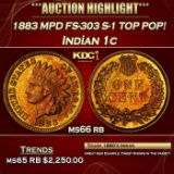 1883 Indian Cent MPD FS-303 S-1 TOP POP! 1c ms66 rb SEGS