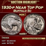 1930-p Buffalo Nickel Near Top Pop 5c ms66+ SEGS