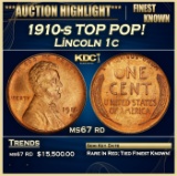 1910-s Lincoln Cent TOP POP! 1c ms67 rd SEGS