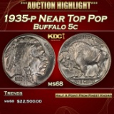 1935-p Buffalo Nickel Near Top Pop 5c ms68 SEGS