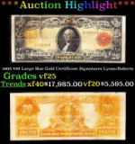 1905 $20 Large Size Gold Certificate Grades vf25 Signatures Lyons/Roberts
