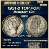 1931-d Mercury Dime TOP POP! 10c Grades ms67+ FSB