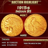 1915-s Gold Indian Half Eagle $5 ms62 USCG