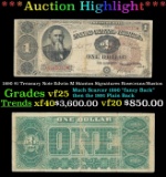 1890 $1 Treasury Note Edwin M Stanton Grades vf25 Signatures Rosecrans/Huston