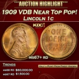 1909 VDB Lincoln Cent Near Top Pop! 1c ms67+ rd SEGS