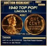 1940 Proof Lincoln Cent TOP POP! 1c pr67 rd cam SEGS