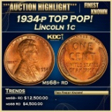1934-p Lincoln Cent TOP POP! 1c ms68+ rd SEGS