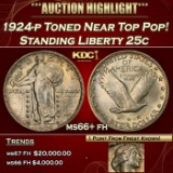 1924-p Standing Liberty Quarter Toned Near Top Pop! 25c ms66+ fh SEGS