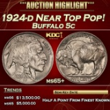 1924-d Buffalo Nickel Near Top Pop! 5c ms65+ SEGS