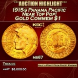 1915-s Panama Pacific Gold Commem Dollar Near Top Pop! 1 ms67 SEGS