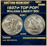 1937-p Walking Liberty Half Dollar TOP POP! 50c ms68 SEGS