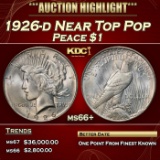 1926-d Peace Dollar Near Top Pop $1 ms66+ SEGS