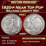 1920-p Walking Liberty Half Dollar Near Top Pop 50c ms65+ SEGS