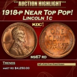 1918-p Lincoln Cent Near Top Pop! 1c ms67 rd SEGS