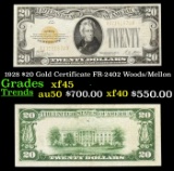 1928 $20 Gold Certificate FR-2402 Woods/Mellon Grades xf+