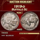 1919-d Buffalo Nickel 5c ms63 USCG